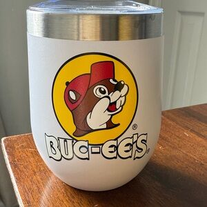 Buc-ee's White Insulated Tumbler / Wine glass with lid